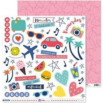 Anita y Su Mundo Colección Momentos Papeles de Scrapbooking, Paper, Tiras, 30.5 x 30.5 cm