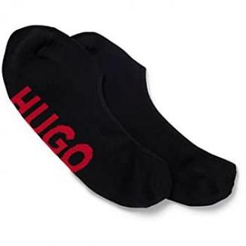 Calcetines HUGO SL Logo CC 2 Pares, Color Negro con Rojo, Talla 39-40, Invisibles para Hombre