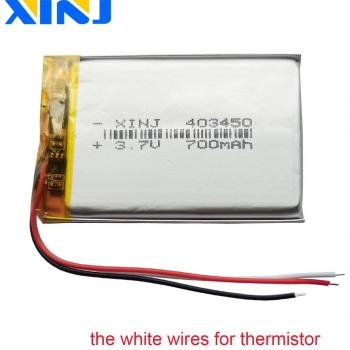 3.7V 700mAh 403450 Rechargeable Lipo Battery with Thermistor for Bluetooth Speaker and LED Light