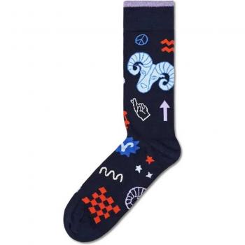 Happy Socks Aries Sign Crew Socks - Navy Short Patterned Men's Sock