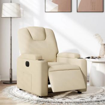 Sillón eléctrico reclinable de tela crema Vidaxl