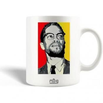 Taza de Cerámica Malcolm X Predicador Roja y Amarilla - 30cl - Apta para Lavavajillas