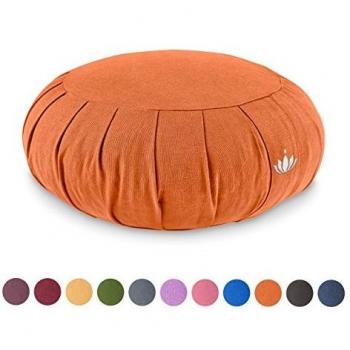 Lotuscrafts Cojin Zafu Meditación Yoga Zen - Altura 15 cm - Relleno de Espelta - Cubierta en Algodon Lavable- Cojin Yoga Zafu - Cojin Suelo Redondo - Meditation Cushion - Certificado Gots