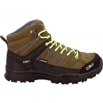 CMP Kids Rigel Mid Waterproof Bota Trekking Infantil Verde Caqui Amarillo Neón 40 EU