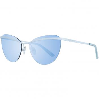 SKECHERS SE6105 Women's Cat Eye Sunglasses - White with Blue Reflective Lenses, Size 57