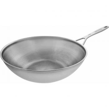 Wok Demeyere Industry 5 de acero inoxidable 30 cm con fondo plano