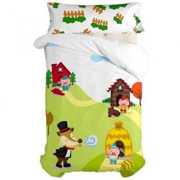 Juego Nórdico Piggys 2 Piezas Multicolor 155x220 cm (Cama 80/90) - 100% Algodón, Suavidad y Calidad Premium