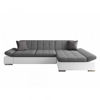 Sofá rinconero Comfivo 151, gris, con función de descanso y caja de ropa de cama, dimensiones 278x161x76cm