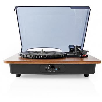 Nedis Tocadiscos Bluetooth con Altavoz, 33/45/78 rpm, 9W, ABS y MDF, color marrón y negro