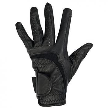 HKM Guantes de hípica para Adultos - Piel Suave 9100, Color Negro, S