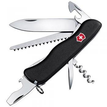 Victorinox Forester Navaja con 12 funciones, incluyendo sierra para madera y platinas bloqueables, de color negro