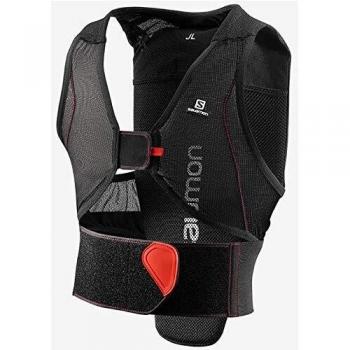 Salomon Flexcell Junior Protección Dorsal de esquí para niños, Ajustable, Tecnología Motion Fit, Material de Malla Transpirable, Unisex, Negro/Rojo, Talla JM