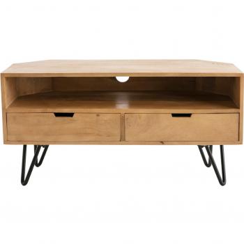 Mueble TV angular de madera de mango maciza y metal 100 cm VIBES