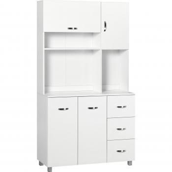 Alacena de Cocina HOMCOM con Cajones y Puertas en Blanco