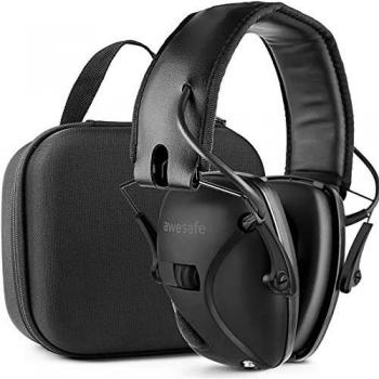 awesafe Ear Protection for Shooting Range, Electronic Hearing Protection [Comes with Hard Travel Storage Carrying Case Bag], Safety Ear Muffs, NRR 23, Ideal for shooters and Hunting