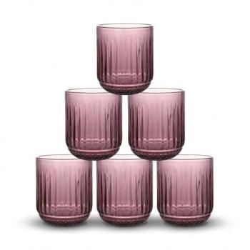 Set de 6 Vasos de Cristal para Agua 270cc y 430cc Modelos Odiel y Orbel, Vidrio con Relieve en Varios Colores, Aptos para Lavavajillas y Microondas