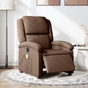 Silla de masaje reclinable eléctrica marrón en tela Vidaxl