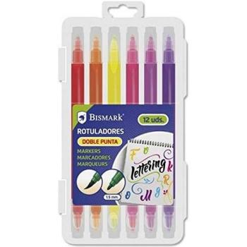 Rotuladores doble punta normal y pincel 12 colores surtidos
