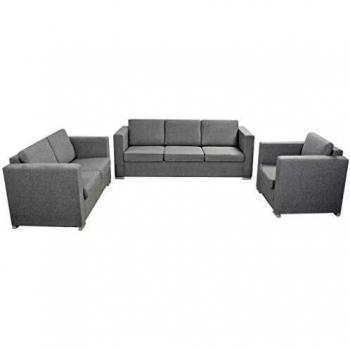 vidaXL Conjunto de Sofás 3 Unidades 1-2-3 Plazas Tela Gris Claro Sillón Asiento