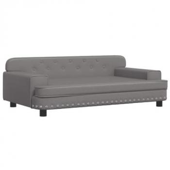 Sofá infantil de cuero sintético gris 90x53x30 cm