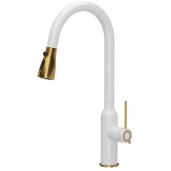 Batidora de Cocina Quadron Jessica Q Line, Mezclador Blanco con Elementos Dorados, 360° y Función QFix