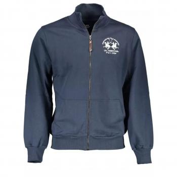 La Martina Blue Cotton Zip-Through Sweater - XL