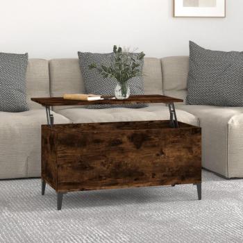 Mesa de centro madera contrachapada 90x44,5x45 cm en color Blanco y Negro, acabado brillante, ideal para salón o comedor