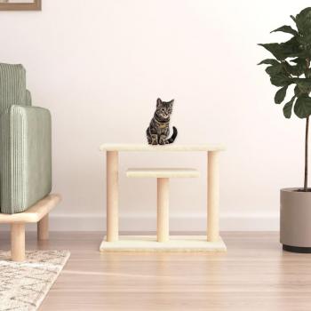 vidaXL Cat Scratching Post with Platforms, Cream, 62.5 cm