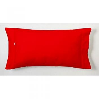 ESTELA - Funda de Almohada Combi Liso Color Rojo - 1 Pieza de 45x170 cm - 50% Algodón-50% Poliéster - 144 Hilos