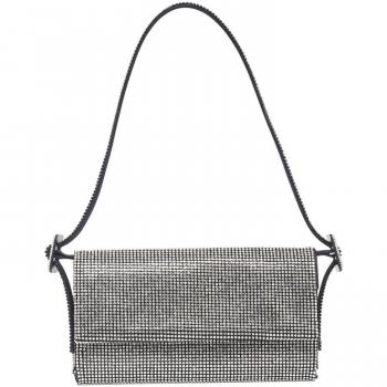 Benedetta Bruzziches Women's Vittissima Silver Shoulder Bag, SS23014003VITTISSIMA, Color: Rhinestone, Color: Mesh, Size: One Size (Female)