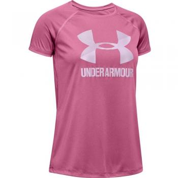 Under Armour (UNDKU) Big Logo Camisa Manga Corta, Niñas, Rosa, YXL