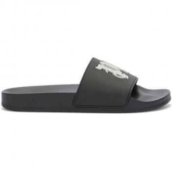 Palm Angels Men's Logo Pool Sliders in Black | Size 39 | PMIC010R24MAT001