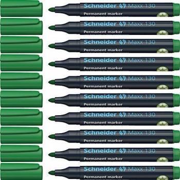Schneider Maxx 130 - Marcador Permanente Recargable, Punta Redonda, Verde (10 unidades)
