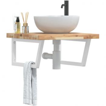 Estante de lavabo de pared acero y madera maciza de acacia Vidaxl Marrón