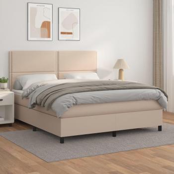 Cama Box Spring con Colchón de Molle Cappuccino 180x200cm en Similpelle