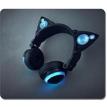 Brain114 Personalized Top-Quality Textured Surface Water Resistent Mousepad Cat Ear Headphones Customized Non-Slip Gaming Mouse Pads