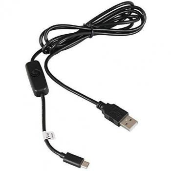 Cable USB 2.0 A a Micro B con interruptor, 1,5 m para Raspberry Pi y Arduino