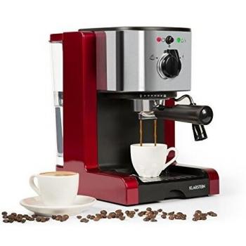 Klarstein Passionata Rossa 20 Espresso Machine - 20 Bar, Capuccino, Milk Foam, 1350W, Stylish Design for Modern Kitchens, Steam Nozzle for Frothing Milk and Preparing Hot Drinks, Red
