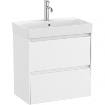 Mueble de baño compacto Roca Ona con 2 cajones y lavabo, color blanco mate, medidas 600 x 360 x 645 mm