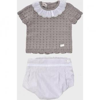 Conjunto de bebé niño gris de algodón