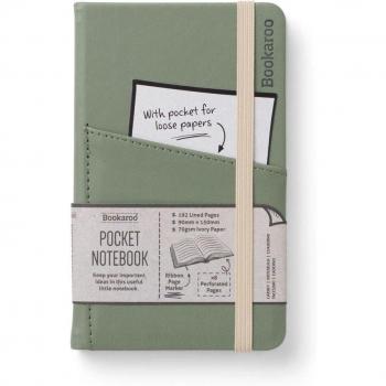 Cuaderno A6 con bolsillo delantero de tapa rígida y tacto suave verde oliva - That Company Called If