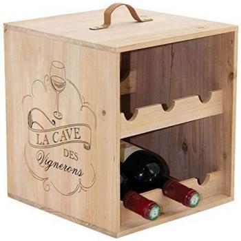 Soporte de Almacenamiento para 6 Botellas de Madera 27 x 27 x 30 cm