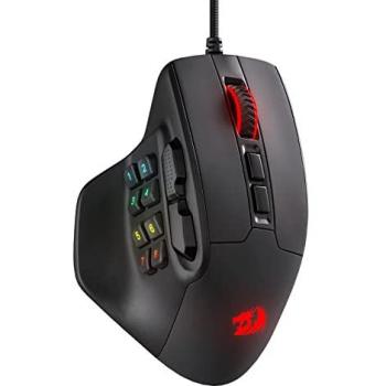 Ratón para juegos Redragon M811 Aatrox MMO, 15 botones programables, RGB, cableado, agarre natural ergonómico con 10 teclas macro laterales y software personalizable