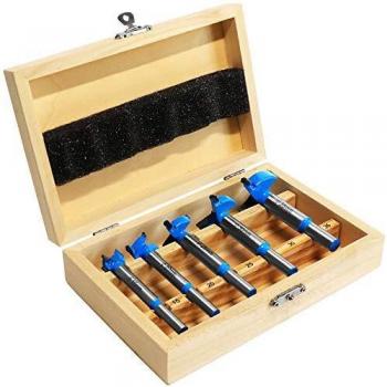 S&R Brocas Forstner para Madera blanda, juego 5 piezas: 15, 20, 25, 30, 35 mm. Vastago redondo
