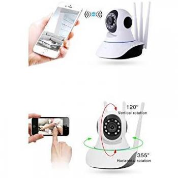 Cámara IP 1080p HD con 3 Antenas, Rotación WiFi y Audio Web