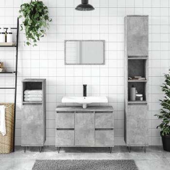 Mueble de baño de madera de ingeniería gris hormigón 80x33x60 cm