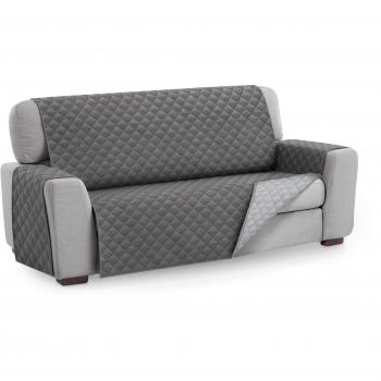 Textilhome - Funda Cubre Sofá Malu, 4 Plazas, Protector para Sofás Acolchado Reversible. Color Gris C/3