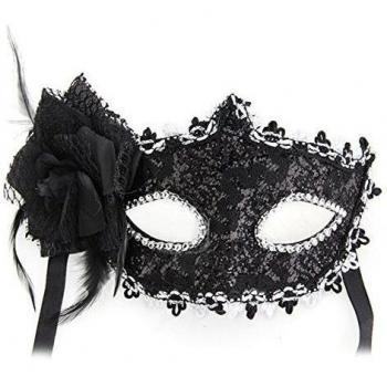 Máscara Antifaz Veneciana Disfraz para Halloween Fiesta Negro