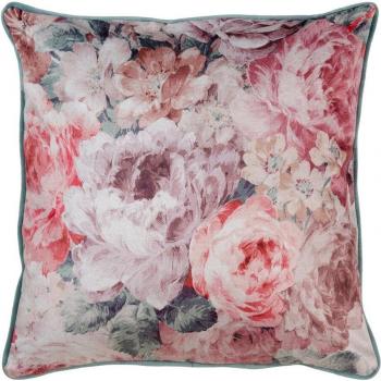 Cojín de Terciopelo con Estampado de Rosas de 45 x 45 cm