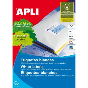 Etiqueta de impresora autoadhesiva APLI 02416 Blanco